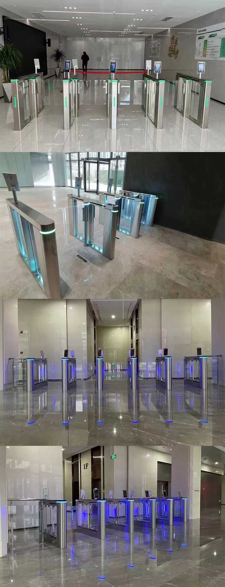 Automatic Revolving Electric Vertical Swing Turnstile Gate , Flap Barrier Turnstile Security Gate