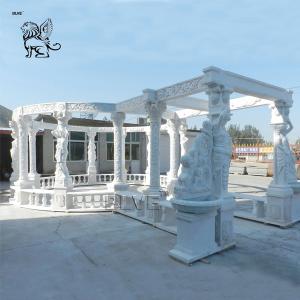 Wholesale Large Marble Gazebo White Garden Solid Stone Pavilion Hand Carved Statues from china suppliers