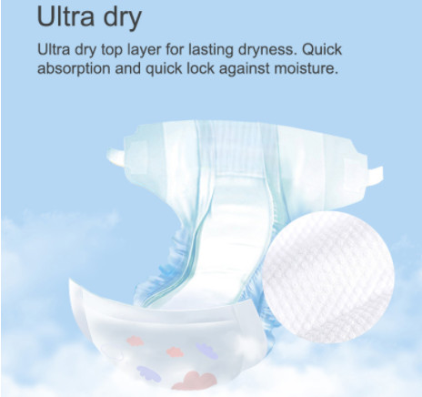 High Water Absorption Disposable Baby Diapers Hydrophilic Topsheet
