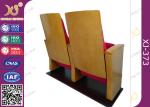 High back red Auditorium Seats with wooden side board company logo