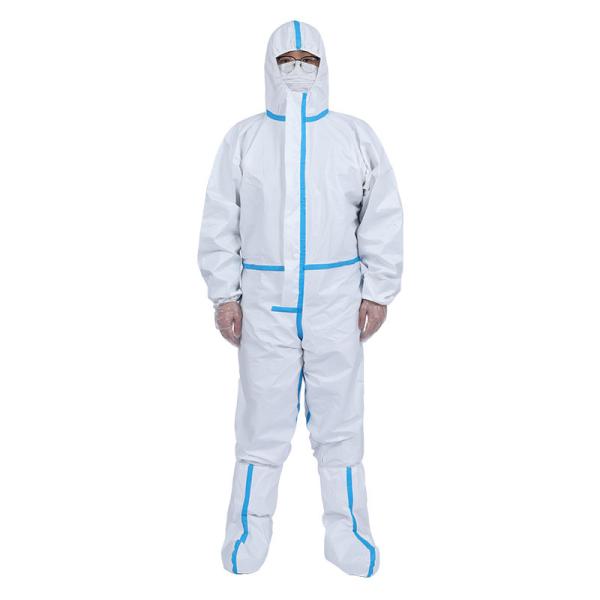 Non Sterile Disposable Protective Suit Full Body Hooded Lightweight High