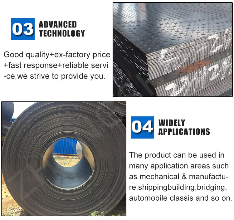 Q235 A36 SS400 Carbon Mild Steel Checkered Sheet Floor Plate with Hot Rolled Technique and Bending Processing Service