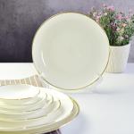 Custom Luxury Royal Bone China Dinner Set Gold Rim For Hotel Restaurant