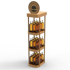 Wholesale Customizable Store Floor Standing Wooden Three Layer Display Rack Shelf For Wine from china suppliers