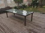 Dark Brown Rattan Garden Dining Sets With Table And 8pcs Arms Chair