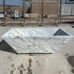 White Italian Marble Solid Bathtub Stone Soaking Bath Freestanding Unique Design