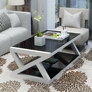 Wholesale Rectangle Metal Tempered Glass Table Home Office Coffee Table ISO 9001 from china suppliers