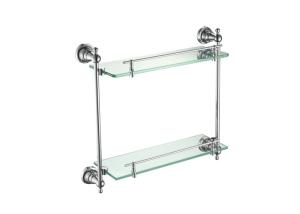 Wholesale Brass Bathroom Accessory Double Layers Glass Wall Shelves Chrome Finish from china suppliers
