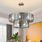 Living room home decor double layer led luxury crystal round chandelier lighting
