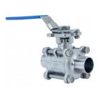 Steel SUS304 Sanitary Ball Valves Clamp Three Piece Ball Valve DIN Weld Thread