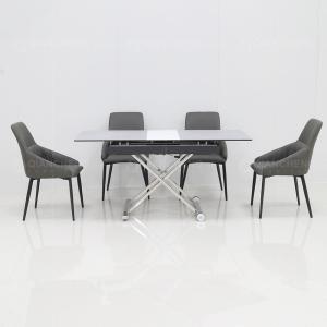 Wholesale Rectangular Maxload 200kg SS Steel Furniture Extendable Dining Table Set from china suppliers