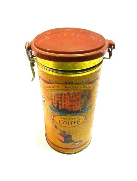 Coffee Tin Tea Canister With Plastic Lid , Thickness 0.23mm Colden Color