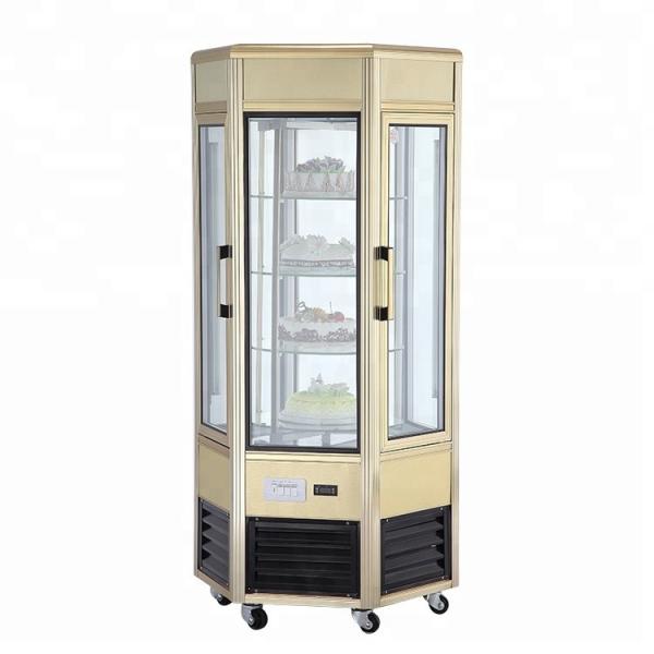 608L Fan Cooling Low Power Six - Sides Glass Refrigerated Cake Display Cabinets