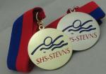 Nickel Plated Ribbon Medals Square With Offset Printing Sticker