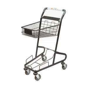 China Double Layer Shopping Basket Trolley 45L Basket Supermarket Metal Grocery Cart on sale