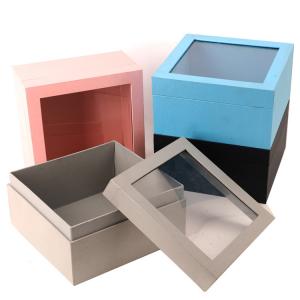 Wholesale Custom Print Rigid Boxes Luxury Square Colorful Paper Flower Gift Box With Clear Window from china suppliers