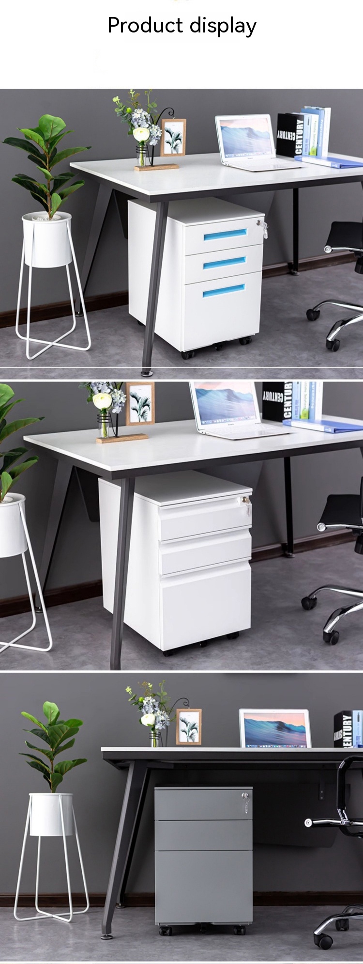 Commercial Furniture Under Desk Mobile Filing Cabinet with Lock and Drawer
