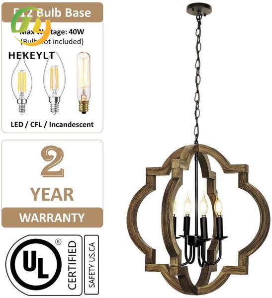 LED Creative Vintage Country Farmhouse Solid Wood Candle Lamp Living Room