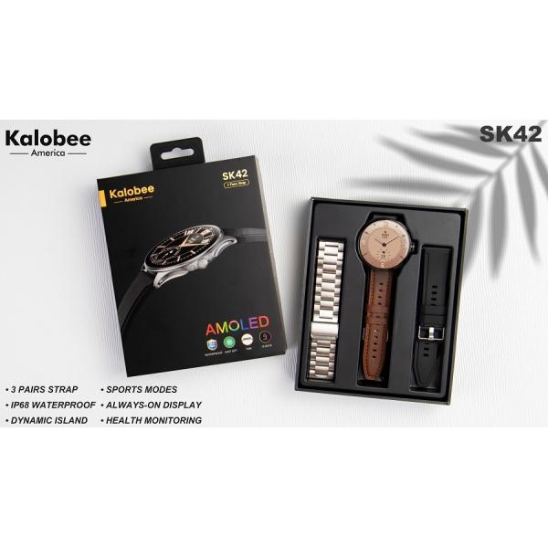 SK42 Smart Watch Ultra Thin BT Calling Music Player Amoled Screen