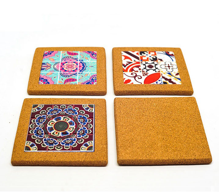 Wholesale 15*15cm Ceramic Trivet with Cork Holder for Home Decoration