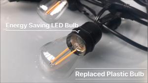 Wholesale IP65 15M LED S14 String Lights Waterproof E27 Warm LED Retro Edison Filament Bulb Outdoor Street Garden Patio Festoon Lighting from china suppliers