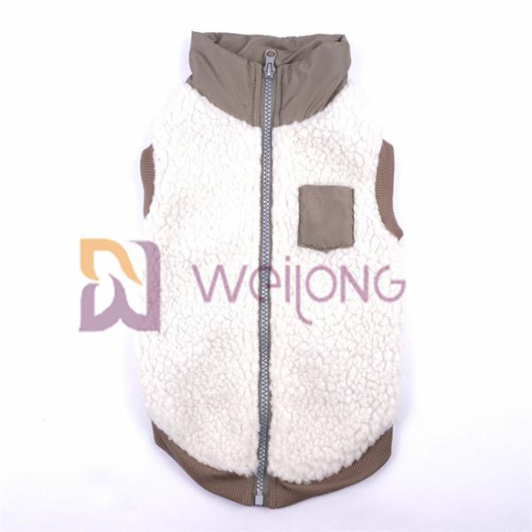 Good Elasticity Silver Zipper Berber Fleece Pet Jacket 2*2 RIB Low Body Dog