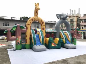 Wholesale Playground Jungle Theme Inflatable Amusement Park Jumping Castle With Slide from china suppliers