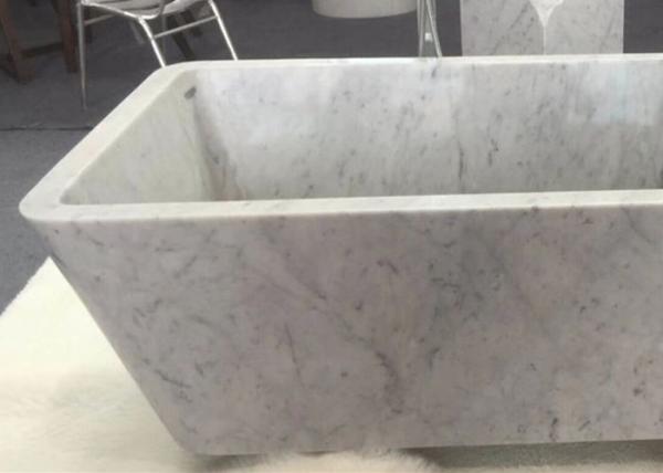Quality Customized Natural Stone Tub , White Marble Bath With Grey Veins for sale