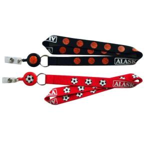 Wholesale Sports team logo printed lanyard with retractable badge pull reel, cheerleading lanyards, from china suppliers