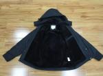 Navy Blue Quilt Mens Hooded Puffer Jacket With Fur Collar