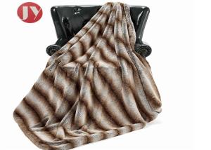 Wholesale Super Soft Warm Furry Fuzzy Plush Faux Animal Fur Blanket Reversible Thick Gradient Striped from china suppliers