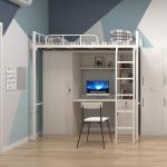 Metal Dormitory Knock down Double Bunk Bed With Desk