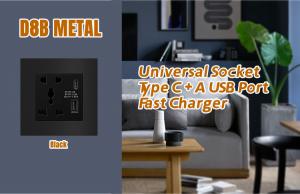 China Multi Function Metal Power Socket 2 Port USB Charger Type C A on sale