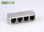 Factory price metal shielded 1x4 cat5 quad port rj45 connector with LED