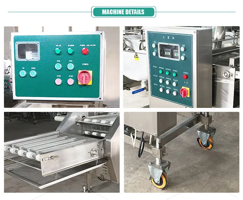 Commercial Chicken Escalope Potato Patty Starching Machine Fish Nuggets Starching Machine