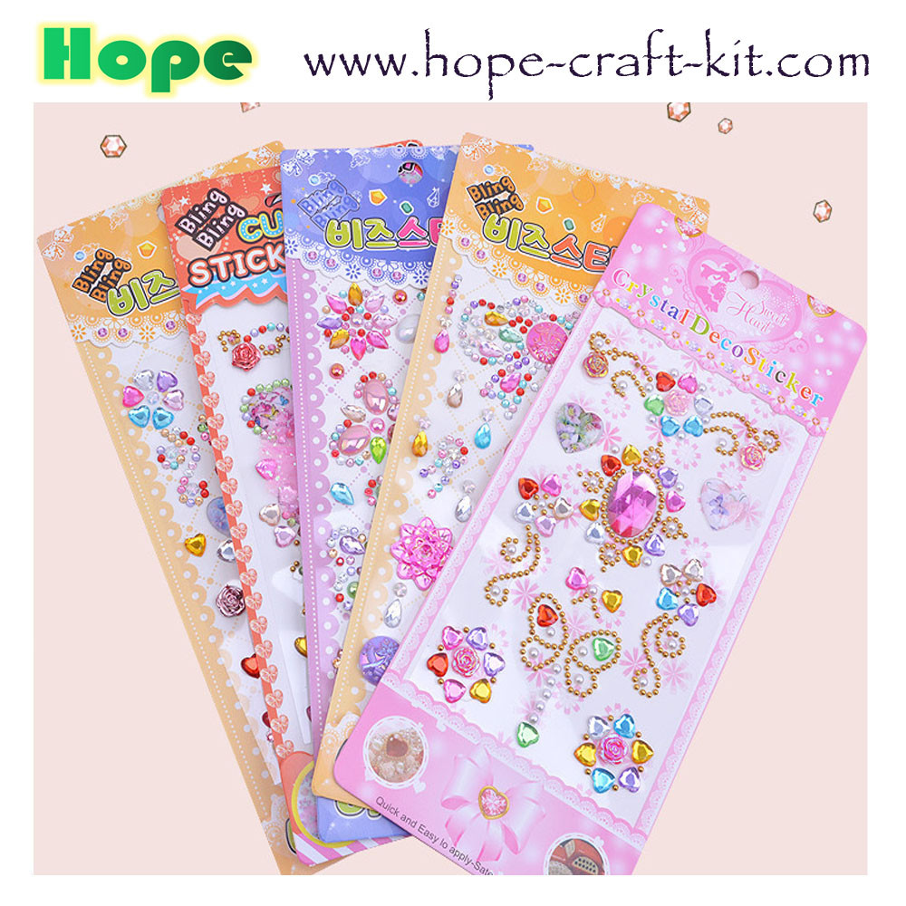 3D Acrylic Self Adhesive Stickers for kids diy craft and Decal Mobile Scrapbooking diamond pearl gem drill stickers OEM