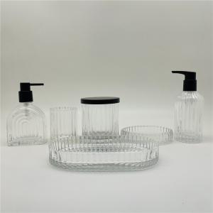 Wholesale Home Decoration Glass Bathroom Accessories Set With Vertical Stripe from china suppliers