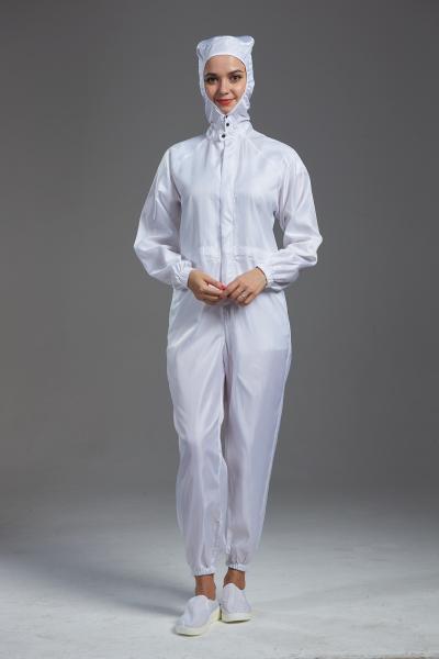 Anti Static ESD autoclavable cleanroom white color coverall garment with hood