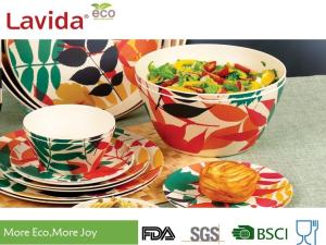 Wholesale Non Toxic Tasteless Bamboo Salad Bowl Set Waterproof With Customized Prints from china suppliers