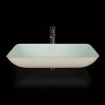 Lacquered Bathroom Wash Basins 18 Inch Tempered Glass Sink White Rectangular