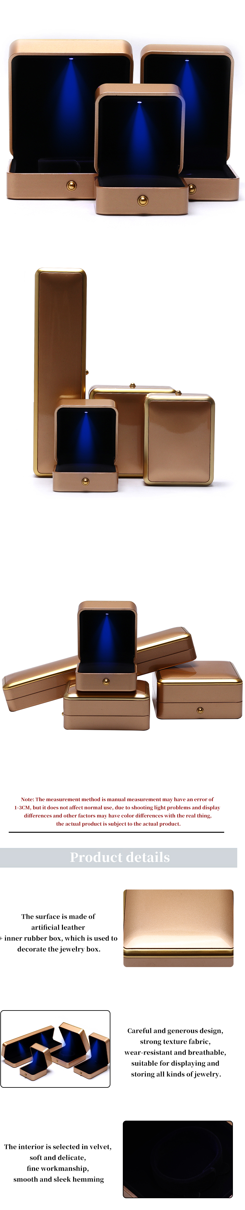 Handmade Luxury LED Jewelry Box for Custom Plastic Spray Painted Square Necklace Ring
