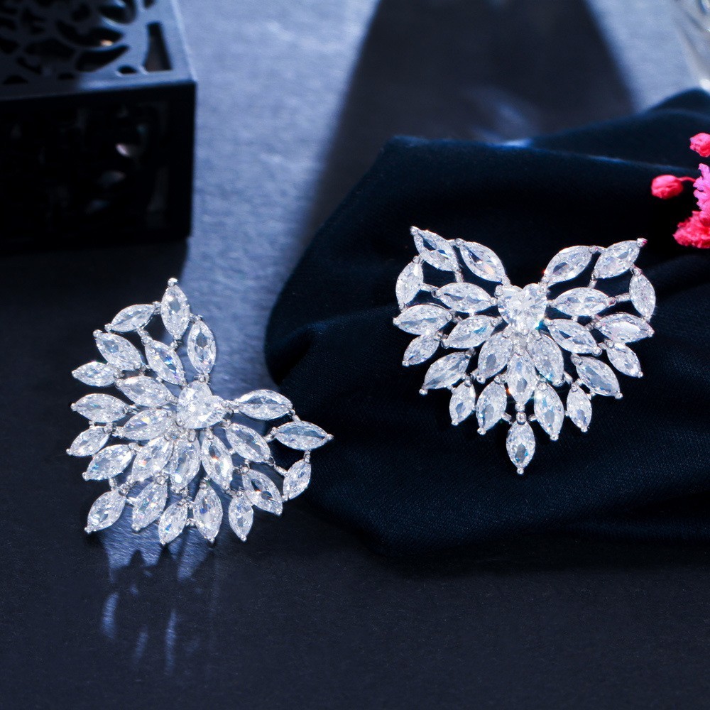 Hotsale new multi layer cubic zircon earring full CZ earrings for women women's heart shape Earrings necklace jewelry