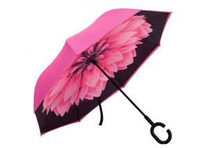 China Pink Women Classic C Shaped Handle Umbrella Umbrella For Rain Shine Weather on sale