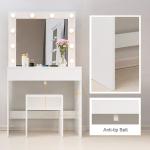 MDF Wood 136cm Height Touch Screen Mirrored Dresser With Mirror Led Lights