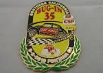 Synthetic Enamel, Gold Plating Metal Souvenir Gift Car Badge with Laser Engraved