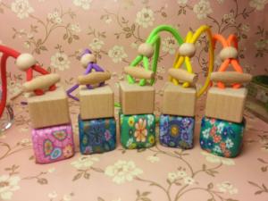 Wholesale square perfume glass bottle with polymer clay,hanging car air freshener from china suppliers