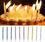 4 Color Magic Relighting Birthday Candles Striped Design Eco Friendly 100%