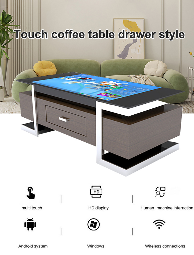 Touch Coffee Table Drawer Style Windows OS Multi-Function LCD Indoor Monitor Touch Screen Coffee Gaming Table