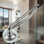 Smooth Stainless Steel Handrails with Crystal Accents for Glass Balustrades