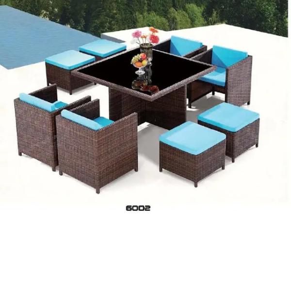9 pieces outdoor garden patio rattan wicker dining table set with 4 armchairs